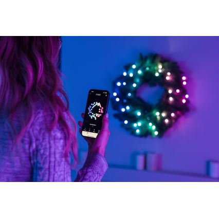 Twinkly - LED RGB Dimming Χριστουγεννιάτικο στεφάνι 50xLED διάμετρος 60 cm Wi-Fi
