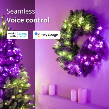 Twinkly - Ρυθμιζόμενο LED RGB Χριστουγεννιάτικο στεφάνι 50xLED, διάμετρος 60 εκ., Wi-Fi