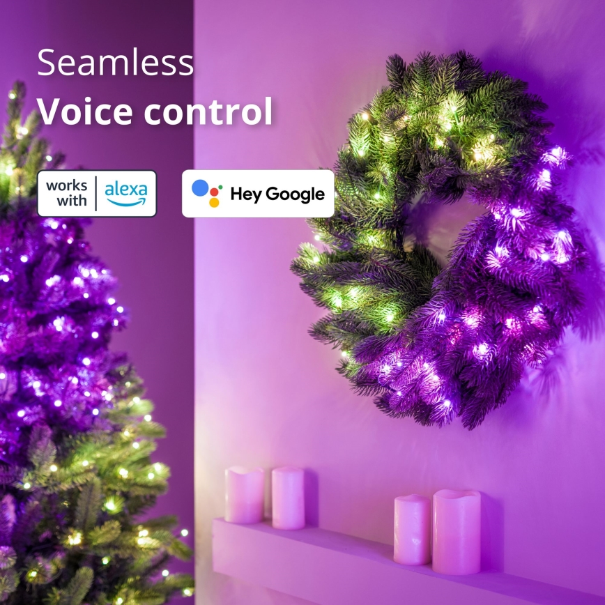 Twinkly - Ρυθμιζόμενο LED RGB Χριστουγεννιάτικο στεφάνι 50xLED, διάμετρος 60 εκ., Wi-Fi