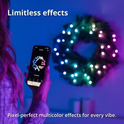 Twinkly - Ρυθμιζόμενο LED RGB Χριστουγεννιάτικο στεφάνι 50xLED, διάμετρος 60 εκ., Wi-Fi