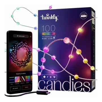 Twinkly - LED RGB Dimming Χριστουγεννιάτικη φωτεινή αλυσίδα CANDIES 100xLED 8 m USB Wi-Fi