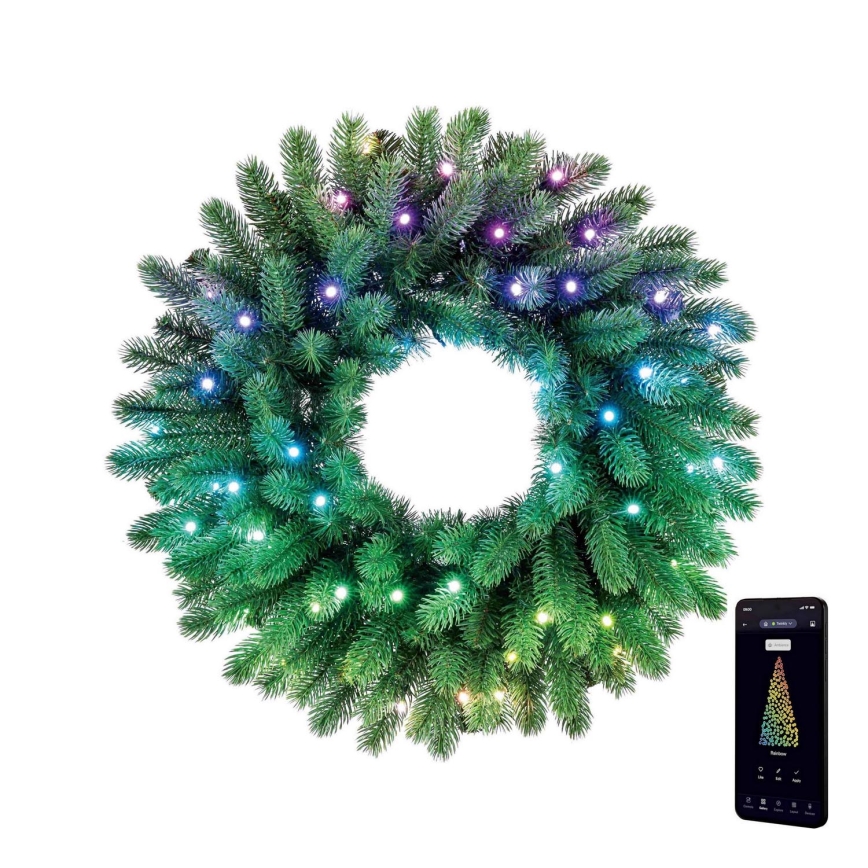 Twinkly - LED RGB Dimming Χριστουγεννιάτικο στεφάνι 50xLED διάμετρος 60 cm Wi-Fi