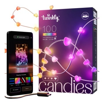 Twinkly - Ρυθμιζόμενη LED RGB γιρλάντα CANDIES 100xLED 8 m USB Wi-Fi