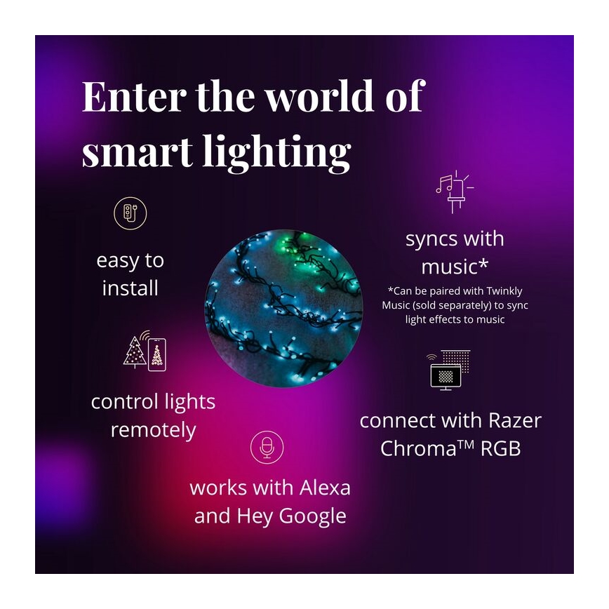 Twinkly -  LED RGBW  Χριστουγεννιάτικα Λαμπάκια κουρτίνα ντιμαριζόμενα Εξωτερικού χώρου CLUSTER 400xLED 9,5m IP44 Wi-Fi