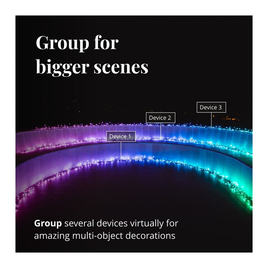 Twinkly -  LED RGBW  Χριστουγεννιάτικα Λαμπάκια κουρτίνα ντιμαριζόμενα Εξωτερικού χώρου CLUSTER 400xLED 9,5m IP44 Wi-Fi