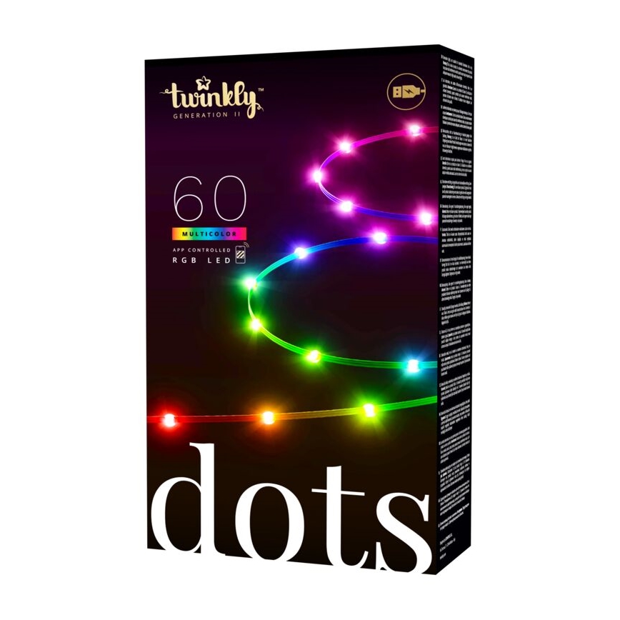 Twinkly - LED RGB Dimmable ταινία DOTS 60xLED 3 m Wi-Fi USB