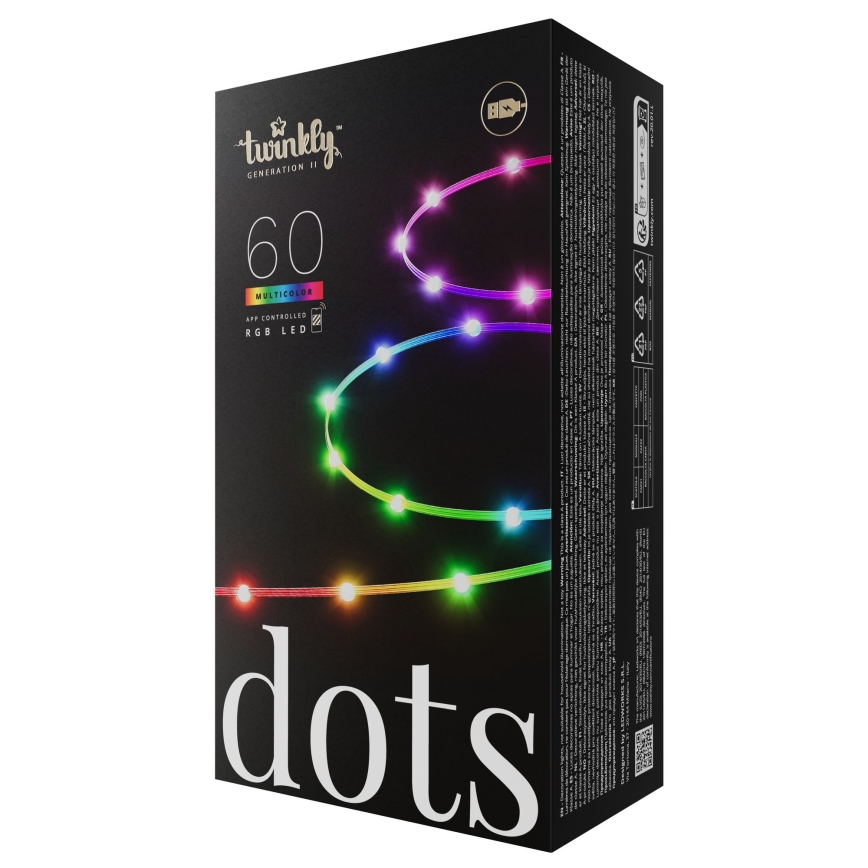 Twinkly - LED RGB Ρυθμιζόμενη χριστουγεννιάτικη αλυσίδα DOTS 60xLED 7 m USB Wi-Fi