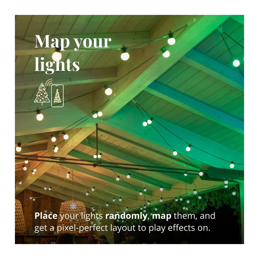 Twinkly - LED RGB Dimming Εξωτερικού χώρου διακοσμητικά λαμπάκια FESTOON 20xLED 14m IP44 Wi-Fi