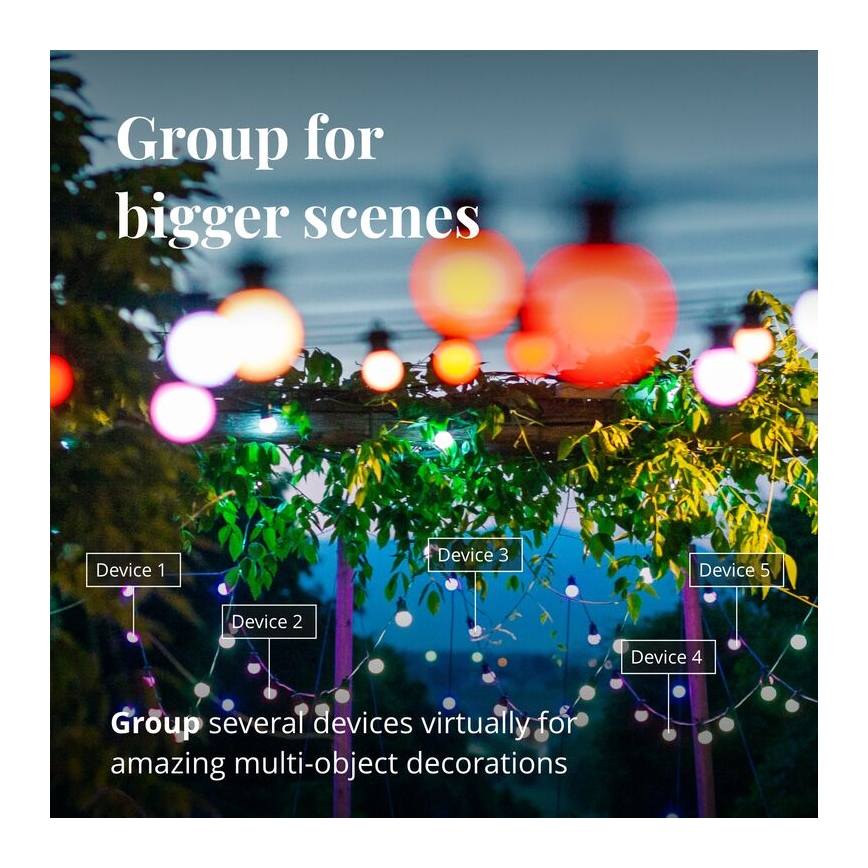 Twinkly - LED RGB Dimming Εξωτερικού χώρου διακοσμητικά λαμπάκια FESTOON 20xLED 14m IP44 Wi-Fi