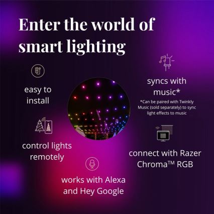 Twinkly - LED RGB Dimming Εξωτερικού χώρου διακοσμητικά λαμπάκια FESTOON 20xLED 14m IP44 Wi-Fi
