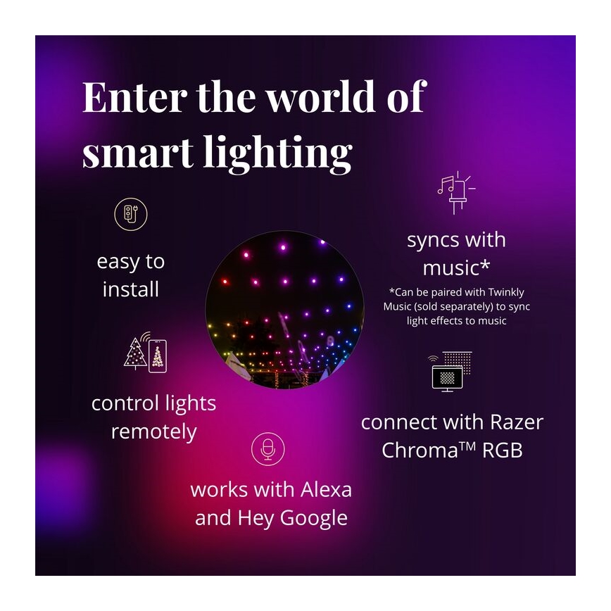Twinkly - LED RGB Dimming Εξωτερικού χώρου διακοσμητικά λαμπάκια FESTOON 20xLED 14m IP44 Wi-Fi