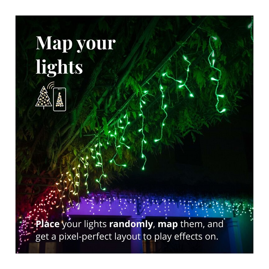 Twinkly - LED RGBW Dimming Εξωτερικού χώρου Χριστουγεννιάτικα λαμπάκια κουρτίνα ICICLE 190xLED 11,5m IP44 Wi-Fi