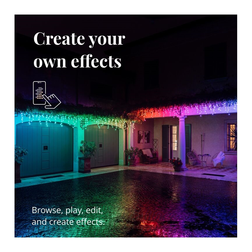 Twinkly - LED RGBW Dimming Εξωτερικού χώρου Χριστουγεννιάτικα λαμπάκια κουρτίνα ICICLE 190xLED 11,5m IP44 Wi-Fi