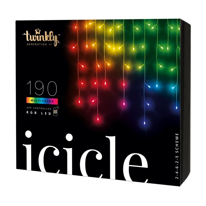 Twinkly - LED RGB Dimming Εξωτερικού χώρου Χριστουγεννιάτικα λαμπάκια κουρτίνα ICICLE 190xLED 11,5m IP44 Wi-Fi