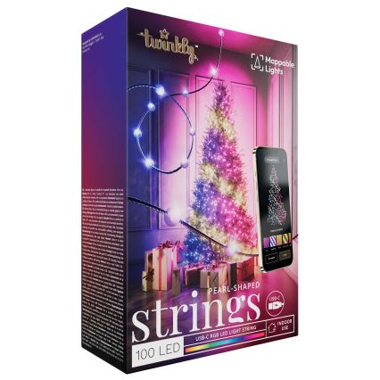Twinkly - LED RGB Dimming Χριστουγεννιάτικα λαμπάκια CANDIES 100xLED 8 m USB Wi-Fi