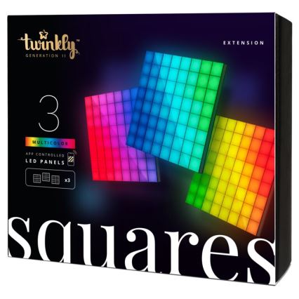 Twinkly - ΣΕΤ 3xLED RGB Πάνελ dimming SQUARES 64xLED 16x16 cm Wi-Fi