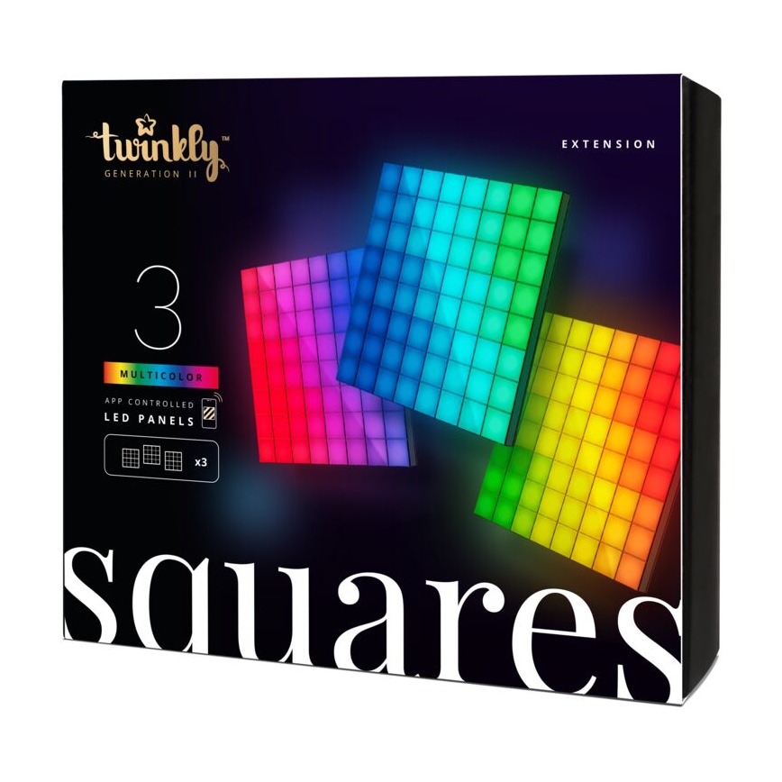Twinkly - ΣΕΤ 3xLED RGB Πάνελ dimming SQUARES 64xLED 16x16 cm Wi-Fi