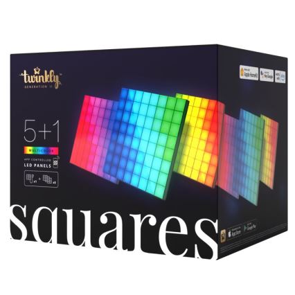 Twinkly - ΣΕΤ 6xLED RGB Πάνελ dimming SQUARES 64xLED 16x16 cm Wi-Fi