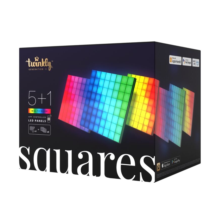 Twinkly - ΣΕΤ 6xLED RGB Πάνελ dimming SQUARES 64xLED 16x16 cm Wi-Fi