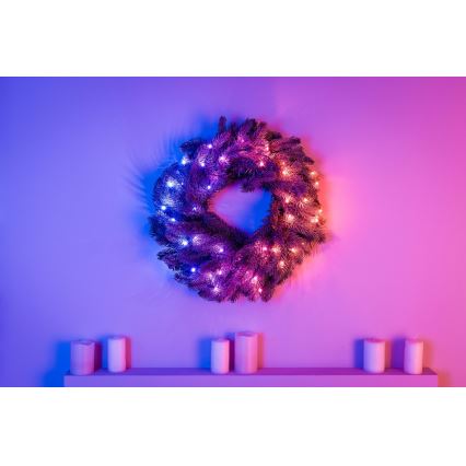 Twinkly - LED RGB Dimming Χριστουγεννιάτικο στεφάνι PRE-LIT WREATH 50xLED διάμετρος 61cm Wi-Fi