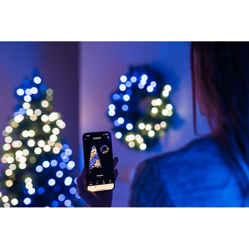 Twinkly - LED RGB Dimming Χριστουγεννιάτικο στεφάνι PRE-LIT WREATH 50xLED διάμετρος 61cm Wi-Fi