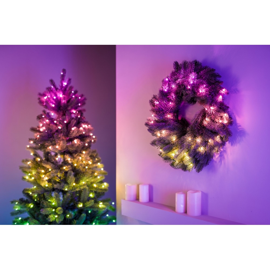 Twinkly - LED RGB Dimming Χριστουγεννιάτικο στεφάνι PRE-LIT WREATH 50xLED διάμετρος 61cm Wi-Fi