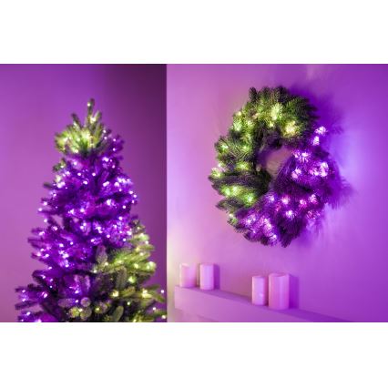 Twinkly - LED RGB Dimming Χριστουγεννιάτικο στεφάνι PRE-LIT WREATH 50xLED διάμετρος 61cm Wi-Fi