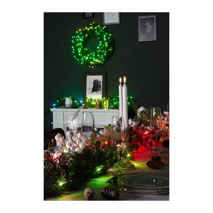 Twinkly - LED RGB Dimming Χριστουγεννιάτικο στεφάνι PRE-LIT WREATH 50xLED διάμετρος 61cm Wi-Fi