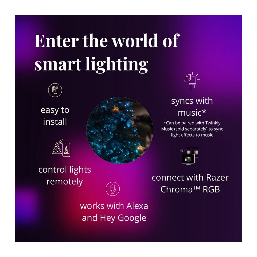 Twinkly - LED RGB Dimming Χριστουγεννιάτικο στεφάνι PRE-LIT WREATH 50xLED διάμετρος 61cm Wi-Fi