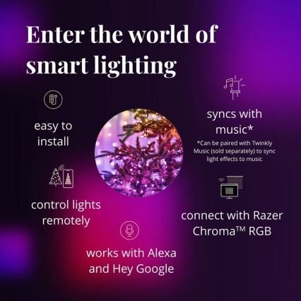 Twinkly - LED RGBW με ρύθμιση φωτεινότητας, εξωτερική χριστουγεννιάτικη γιρλάντα STRINGS 250xLED 23,5m IP44 Wi-Fi