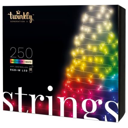 Twinkly - LED RGBW με ρύθμιση φωτεινότητας, εξωτερική χριστουγεννιάτικη γιρλάντα STRINGS 250xLED 23,5m IP44 Wi-Fi
