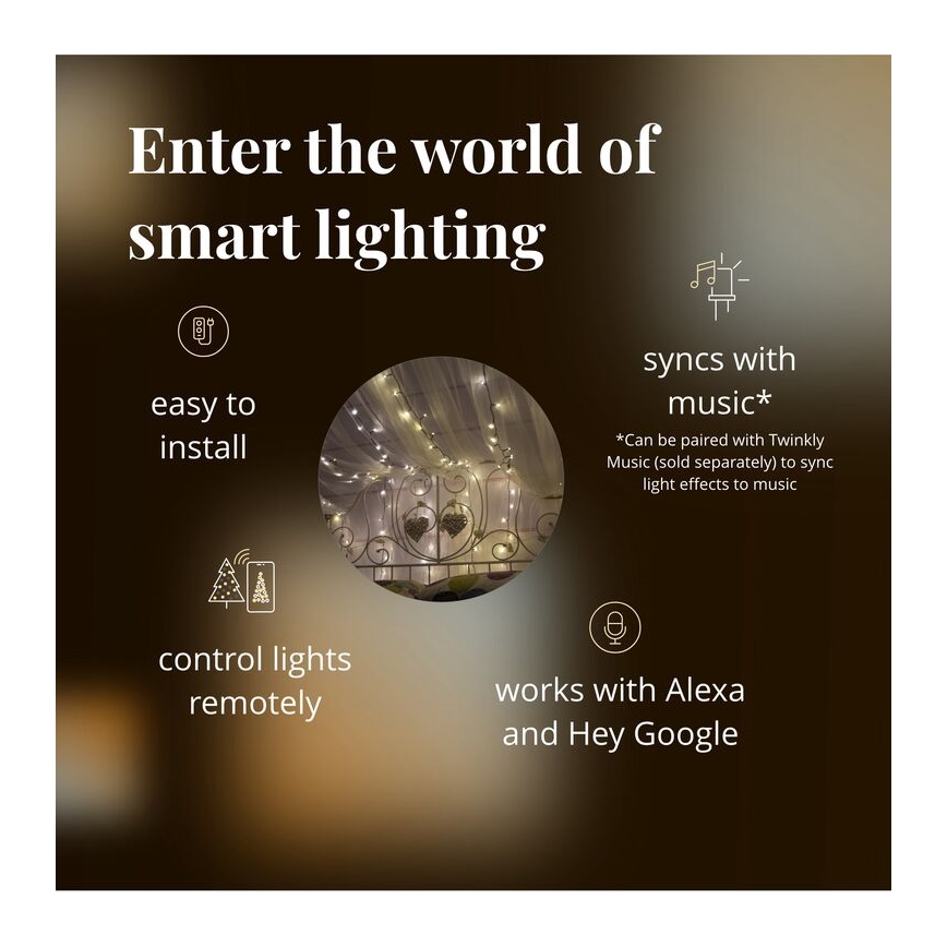 Twinkly - LED Dimming Εξωτερικού χώρου Χριστουγεννιάτικη φωτεινή αλυσίδα STRINGS 400xLED 35,5m IP44 Wi-Fi