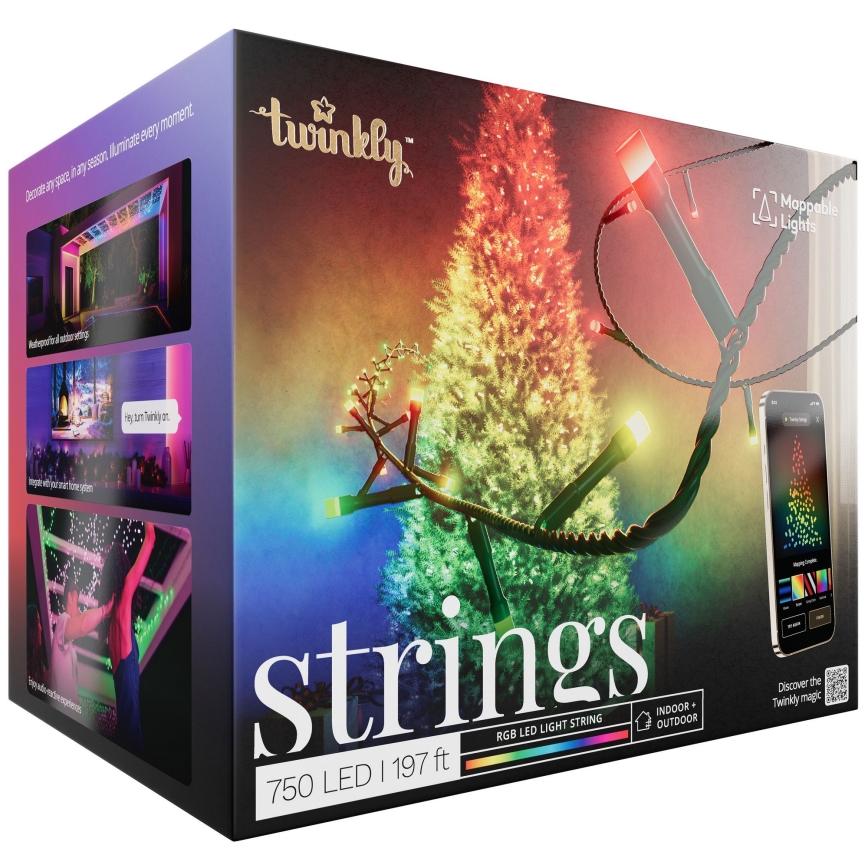 Twinkly - LED RGB Dimming Χριστουγεννιάτικα λαμπάκια Εξωτερικού χώρου STRINGS 750xLED 63,5m IP44 Wi-Fi