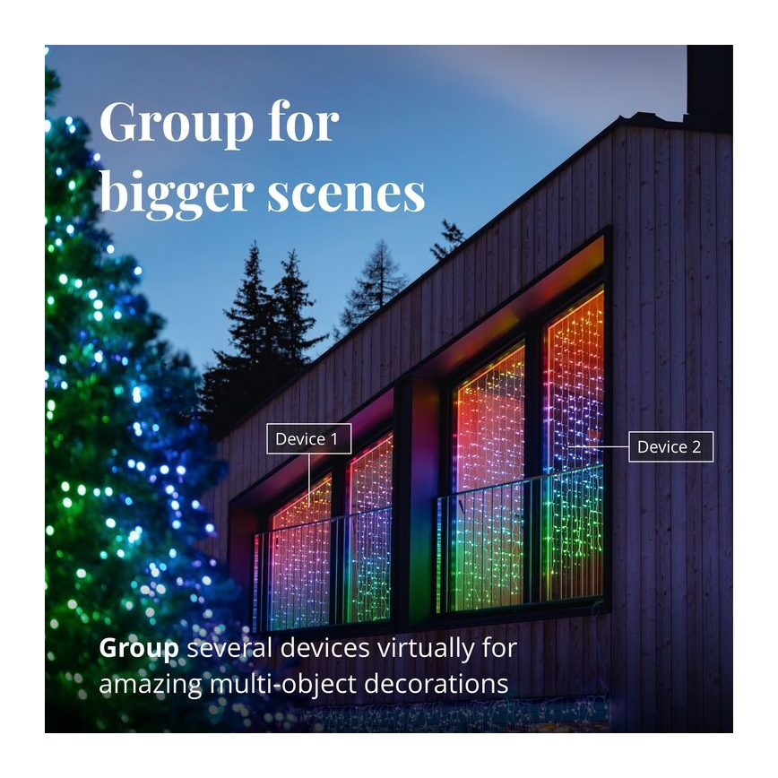 Twinkly - LED RGBW Dimming Εξωτερικού χώρου Χριστουγεννιάτικα λαμπάκια κουρτίνα CURTAIN 210xLED 6,1m IP44 Wi-Fi