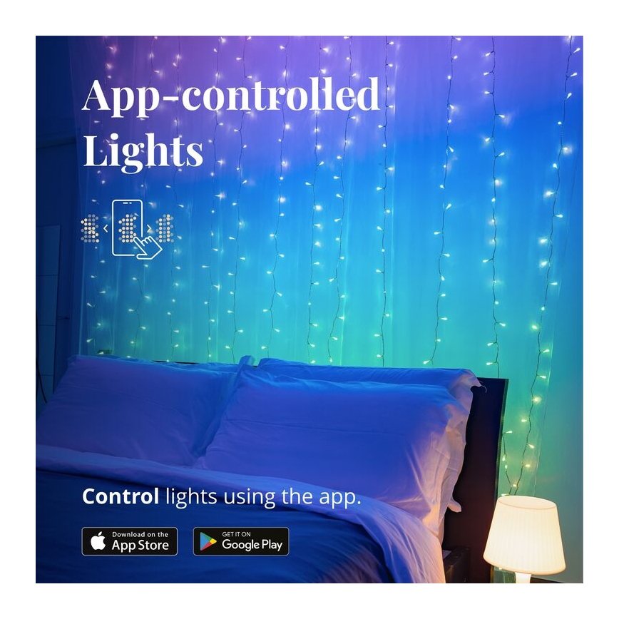 Twinkly - LED RGBW Dimming Εξωτερικού χώρου Χριστουγεννιάτικα λαμπάκια κουρτίνα CURTAIN 210xLED 6,1m IP44 Wi-Fi