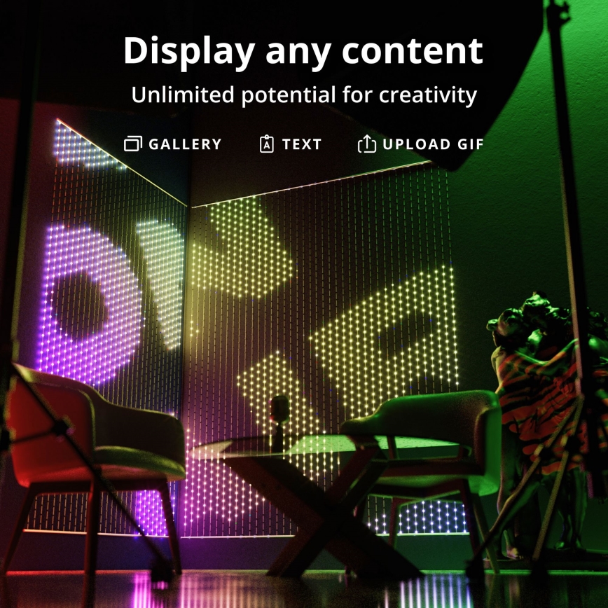 Twinkly - Ρυθμιζόμενος LED RGB Χριστουγεννιάτικος Καταρράκτης MATRIX 480xLED 1x1 μ Wi-Fi