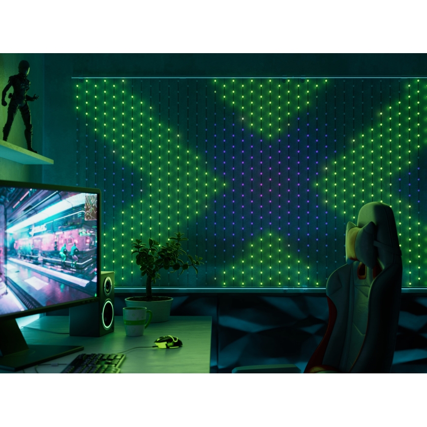 Twinkly - LED RGB Dimming Χριστουγεννιάτικα λαμπάκια κουρτίνα MATRIX 480xLED 1x1 m Wi-Fi