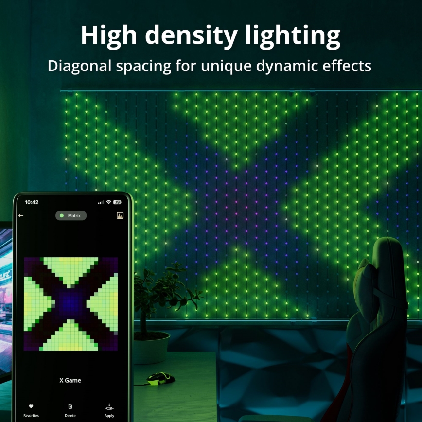 Twinkly - LED RGB Dimming Χριστουγεννιάτικα λαμπάκια κουρτίνα MATRIX 480xLED 1x1 m Wi-Fi