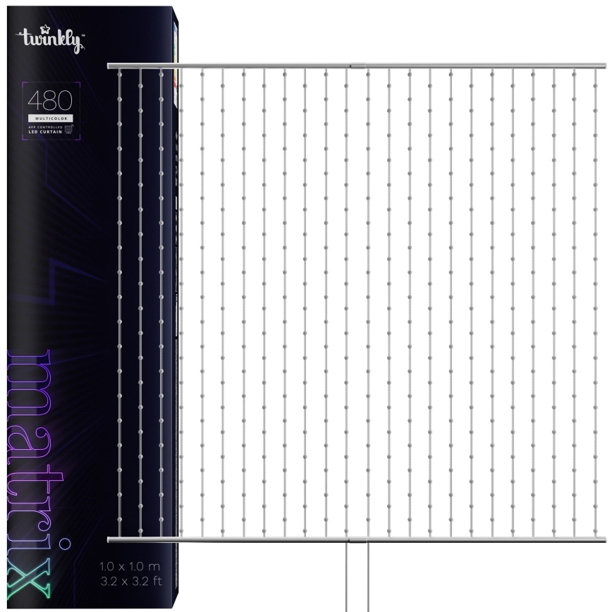 Twinkly - LED RGB Dimming Χριστουγεννιάτικα λαμπάκια κουρτίνα MATRIX 480xLED 1x1 m Wi-Fi
