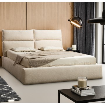Ταπετσαρισμένο κρεβάτι BASIL 180x200 cm χωρίς στρώμα, μπεζ