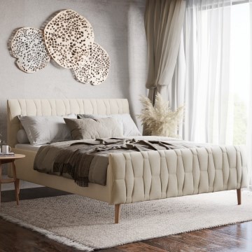 Ταπετσαρισμένο κρεβάτι χωρίς στρώμα FLORA 160x200 cm μπεζ