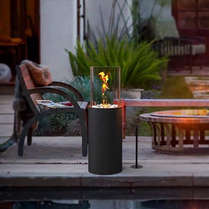 Τζάκι βιοαιθανόλης ROMA 26,5x80,5 cm 2kW μαύρο + προστατευτικό κάλυμμα