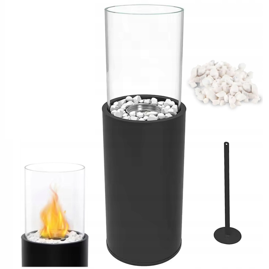 Τζάκι βιοαιθανόλης ROMA 26,5x80,5 cm 2kW μαύρο + προστατευτικό κάλυμμα