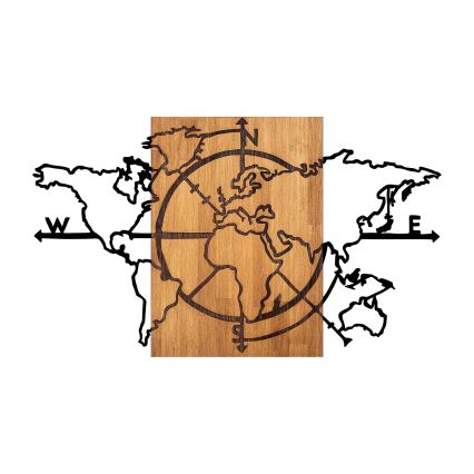 Διακοσμητικό τοίχου 119x70 εκ. χάρτης ξύλο/μέταλλο