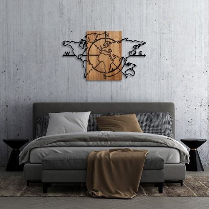 Διακοσμητικό τοίχου 119x70 εκ. χάρτης ξύλο/μέταλλο