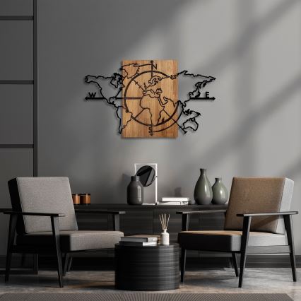 Διακοσμητικό τοίχου 119x70 εκ. χάρτης ξύλο/μέταλλο