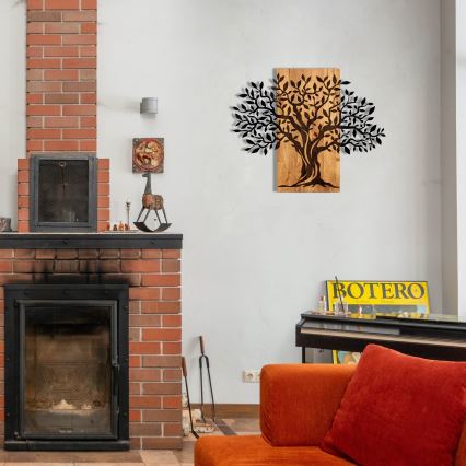 Διακοσμητικό τοίχου 72x58 εκ. δέντρο ξύλο/μέταλλο