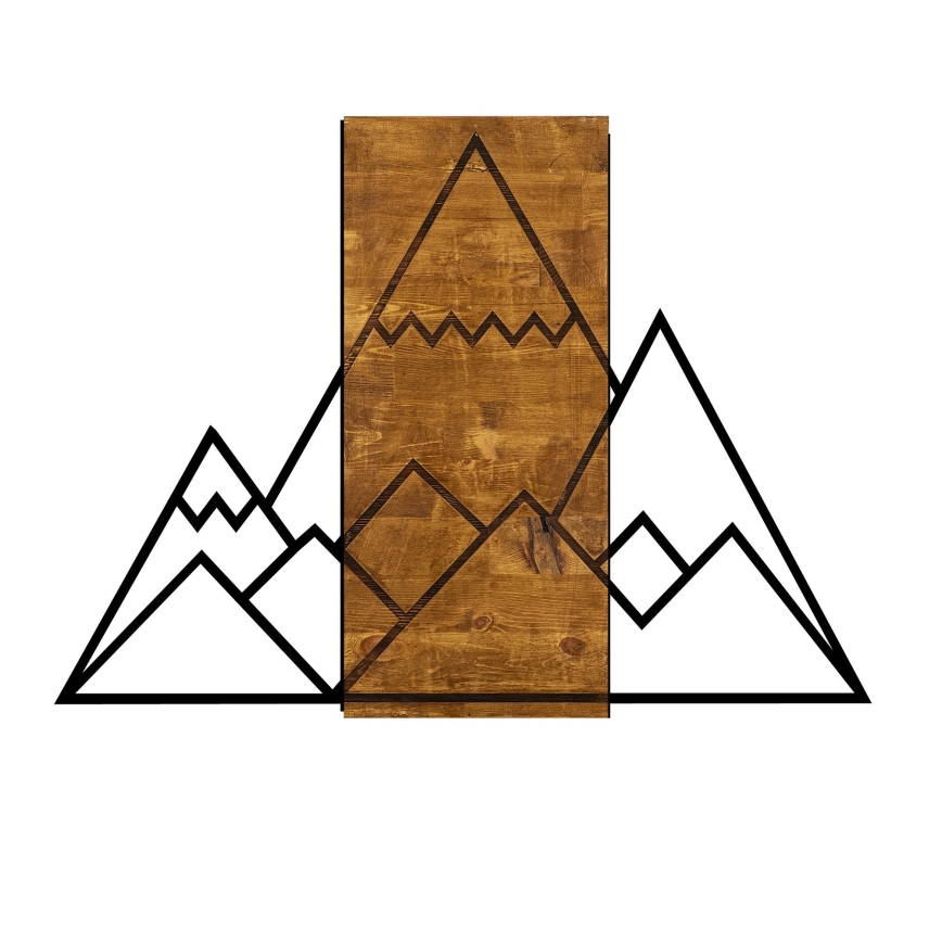Διακοσμητικό τοίχου 78x58 εκ. βουνά ξύλο/μέταλλο