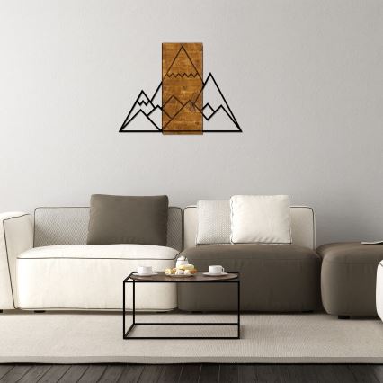 Διακοσμητικό τοίχου 78x58 εκ. βουνά ξύλο/μέταλλο