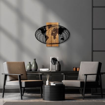 Διακοσμητικό τοίχου 87x58 εκ. υδρόγειος σφαίρα ξύλο/μέταλλο